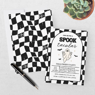 Convite Halloween Retro Spooktacular do Quadro de Verifica
