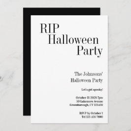 Convite Halloween RIP Party Black and White