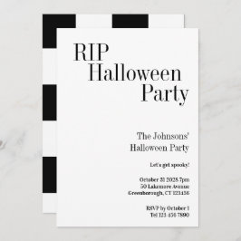 Convite Halloween RIP Party Black and White Check