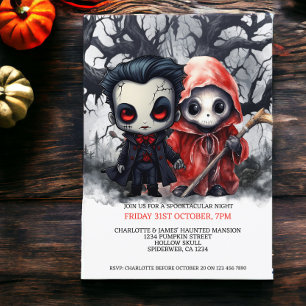 Convite Halloween Scary Grim Reaper e Vampiro