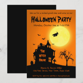 Convite Halloween Silhouette Witch, Partido da Casa Assomb