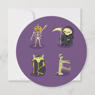 Convite Halloween Skeleton Dracula Mummy Grim Reaper