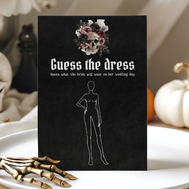 Convite Halloween Skull Adivinha O Jogo Do Chá de panela D (Halloween Skull Guess The Dress Bridal Shower Game )