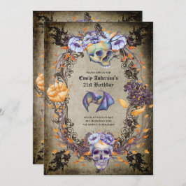 Convite Halloween Skulls Trendy Party Convida Watercolor