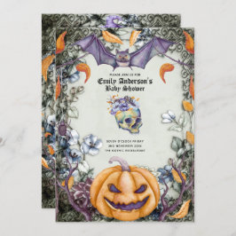 Convite Halloween Skulls Trendy Party Convida Watercolor