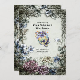 Convite Halloween Skulls Trendy Party Convida Watercolor