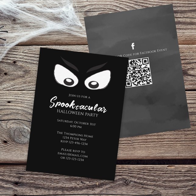 Convite Halloween Spooktacular Ghost QR Code Mídia Social (Criador carregado)