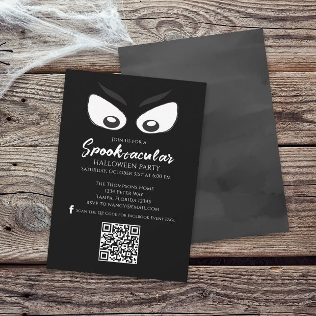 Convite Halloween Spooktacular Ghost QR Code Mídia Social (Criador carregado)