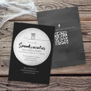Convite Halloween Spooktacular Owl QR Code Social Media