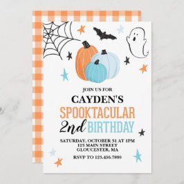Convite Halloween Spooktacular turquesa de laranja, Aniver