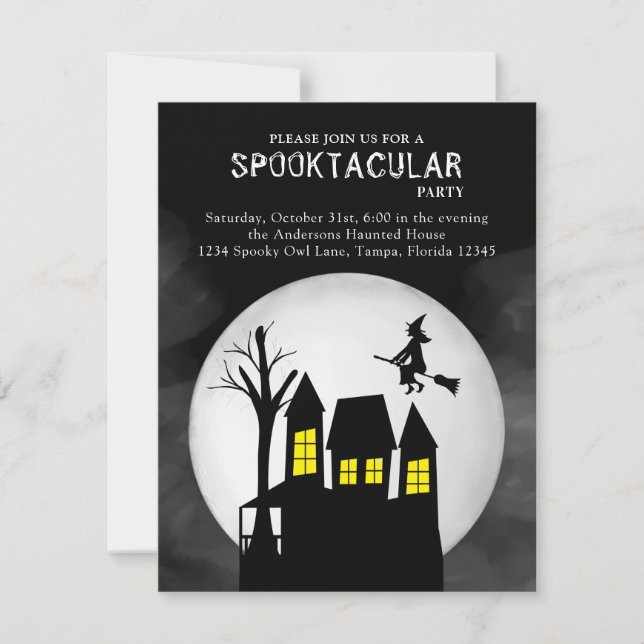 Convite Halloween Spooktacular Witch Assaltou Casa (Frente)