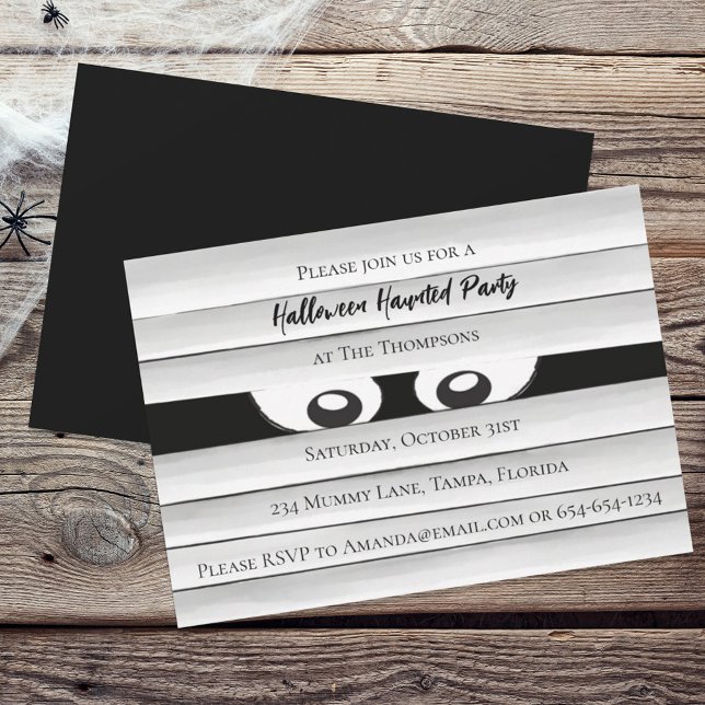 Convite Halloween Spooky Assustado Múmia Assombrada Olhos  (Criador carregado)