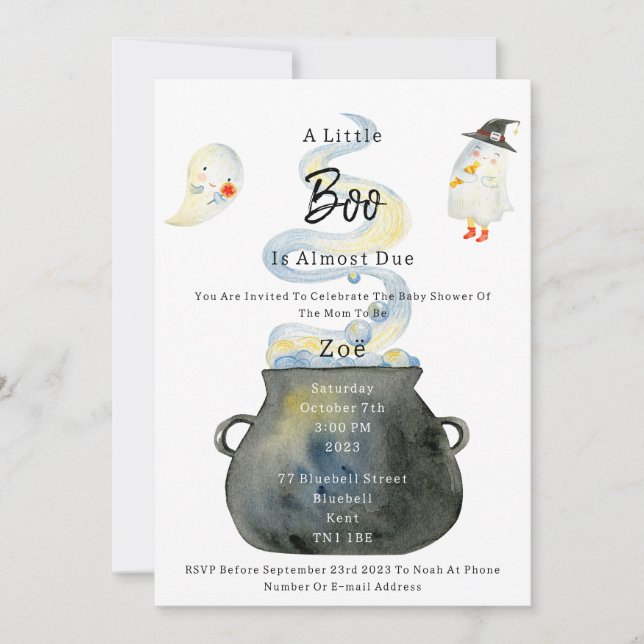 Convite Halloween Spooky Babyshower Invitation (Frente)