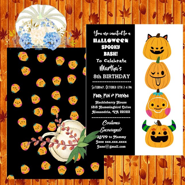 Convite Halloween Spooky Bash Jack O Lanterns Aniversário  (Halloween Spooky Bash Jack O Lanterns Birthday Fun Invitation)