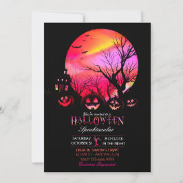 Convite Halloween Spooky Dark, Lua Cheia Jack O Lanterna