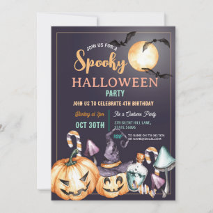 Convite Halloween Spooky Party Pumpkins Aniversário