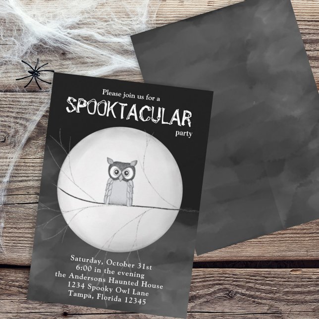 Convite Halloween Spooky Scary Owl Whimsical Spooktacular (Criador carregado)