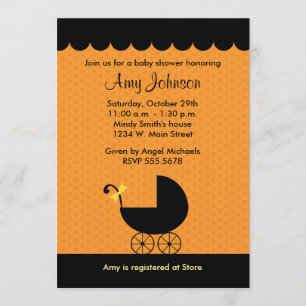 Convite Halloween Stroller Baby Shower Invasores