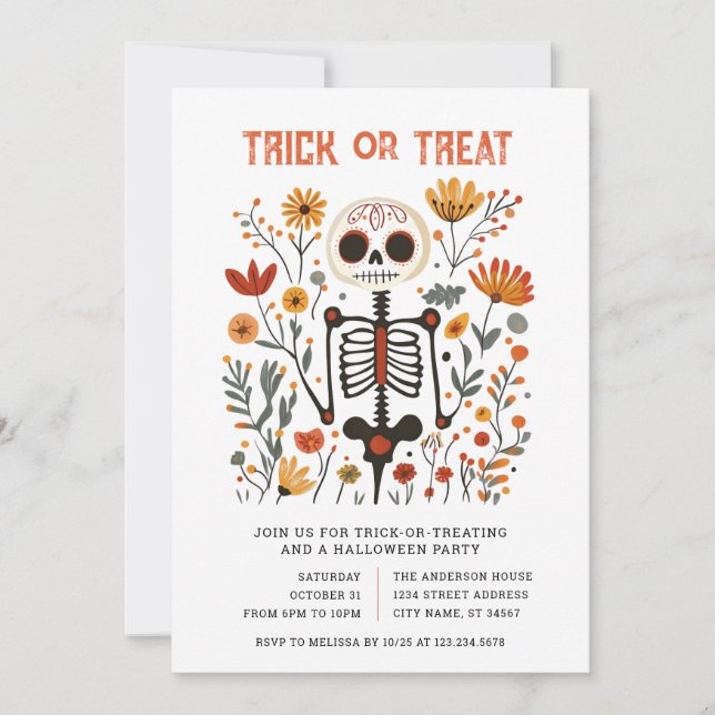 Convite Halloween Trick or Treat Party Invitation (Frente)