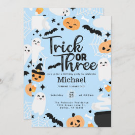 Convite Halloween Trick ou três aniversário de 3 anos