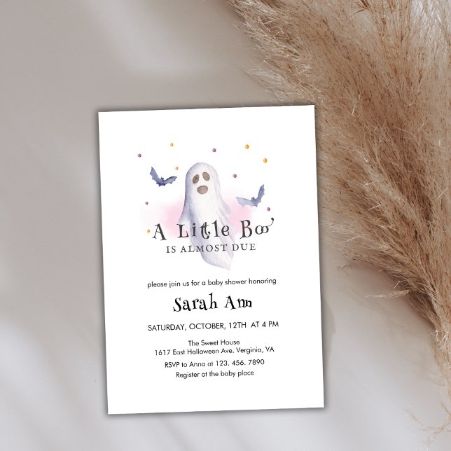 Convite Halloween Um Pequeno Boo É Quase Um Chá de fraldas (Halloween A Little Boo Is Almost Due Baby Shower Invitation)