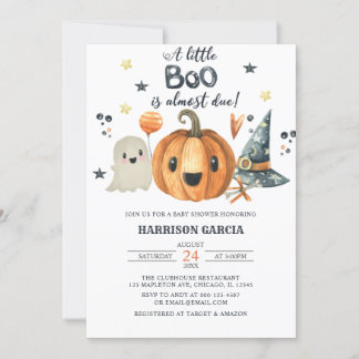 Convite Halloween Um Pequeno Chá de fraldas De Abóbora