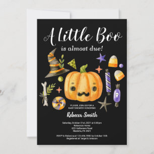 Convite Halloween Um Pequeno Chá de fraldas De Abóbora P