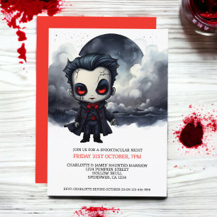 Convite Halloween Vampiro Assustador Sob uma Lua Cheia