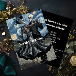 Convite Halloween Van Gogh Noite Estrelada Esqueletos Danç
