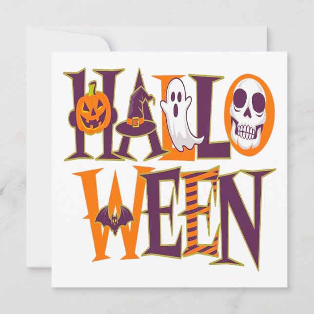 Convite Halloween vibrant colorful (Frente)