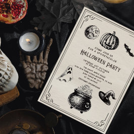 Convite Halloween Vintage Pumpkin WitConvite de festas