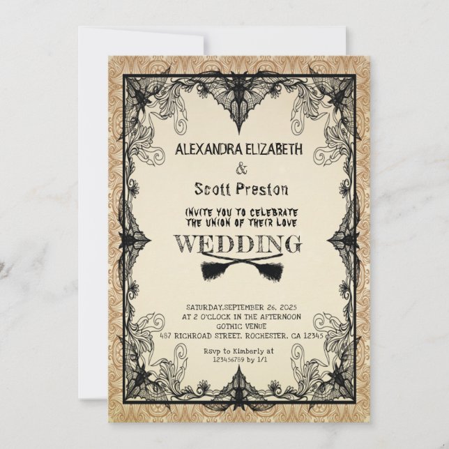 Convite Halloween vintage wedding Invitation (Frente)