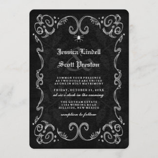 Convite Halloween Wedding Black Gothic STRIPK BACK