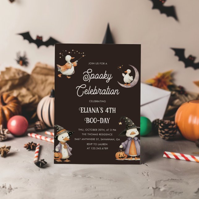 Convite Halloween Witchy Goose Spooky Aniversário de crian (Criador carregado)