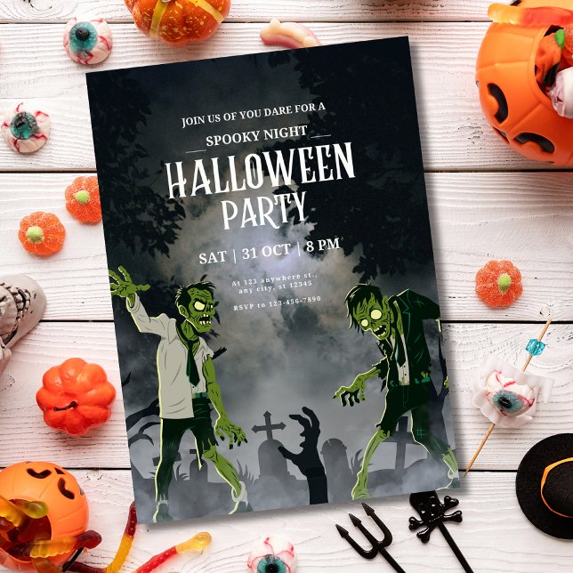 Convite Halloween Zombie Invitation Spooky Night Halloween (Criador carregado)