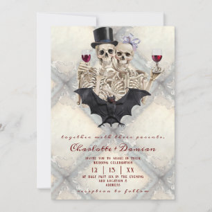 Convite Hallowen Gothic Skulls Tarot O Casamento Dos Amant