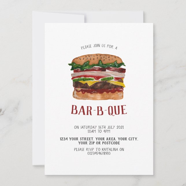 Convite hambúrguer gigante de churrasco (Frente)