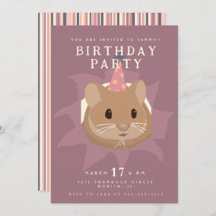 Convite Hamster Bonito de Aniversário em tons sujos