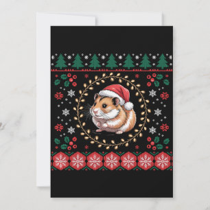 Convite Hamster de Natal Chapéu do Papai Noel Suéter Feio
