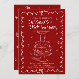 Convite Hand Drawn Adult Scribble Birthday 