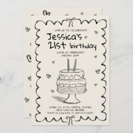Convite Hand Drawn Adult Scribble Birthday 