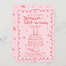 Convite Hand Drawn Adult Scribble Birthday 
