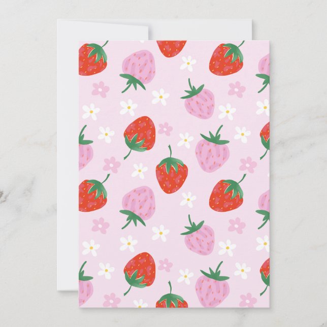 Convite Hand-Drawn Aesthetic Strawberry Seamless Pattern  (Frente)