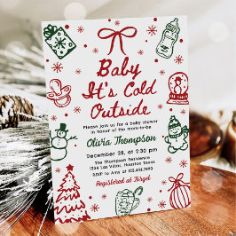 Convite Hand Drawn Baby It's Cold Outside Baby Shower