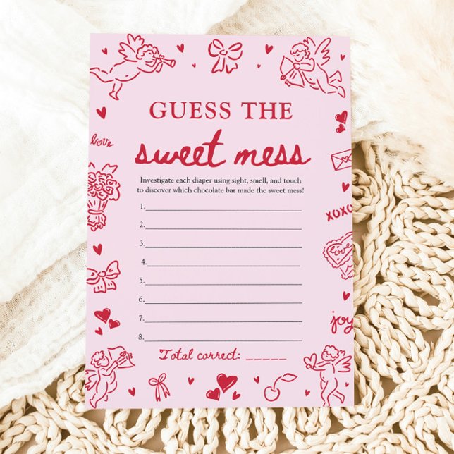 Convite Hand Drawn Baby Shower Guess The Sweet Mess Game (Hand Drawn Baby Shower Guess The Sweet Mess Game )