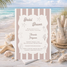 Convite Hand drawn beach ivory taupe Bridal Shower