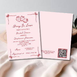 Convite Hand Drawn Berry In Love Bridal Shower QR Code