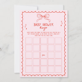 Convite Hand Drawn Bow Christmas Baby Shower Bingo Game
