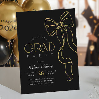 Convite Hand Drawn Bow Graduation Invitation