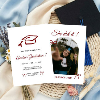 Convite  Hand drawn Bow graduation party invitation